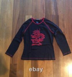 EXTREMELY RARE Vintage Vivienne Tam Long Sleeve Blouse with Sequin Dragon Size 0