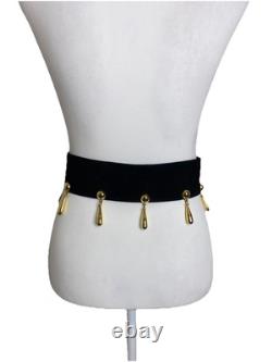 Escada Vintage SUPER RARE Suede Statement Thick Belt with Dangle Gold Charms 80s