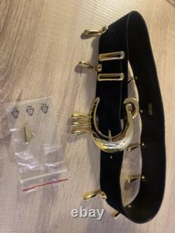 Escada Vintage SUPER RARE Suede Statement Thick Belt with Dangle Gold Charms 80s
