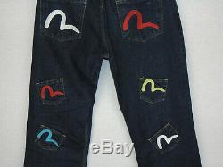 Evisu Model 710 Vintage Multi Pocket Jeans Super Rare Unique Blue Denim 29W 34L