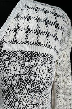 Exceptional Rare Hand Made Antique Irish Lace Edwardian Period Blouse Sz 36