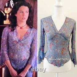 Extremely Rare Vintage Blue Floral Bell Sleeve Blouse ASO Lorelai in Girls