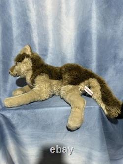FAO Schwarz Super Rare Vintage Brown Timber Wolf Plush Stuffed Animal 27 Long