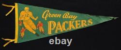 Green Bay Packers Super Rare 1940s Wool Felt Pennant Vintage NFL Football Flag