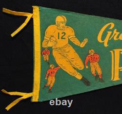 Green Bay Packers Super Rare 1940s Wool Felt Pennant Vintage NFL Football Flag