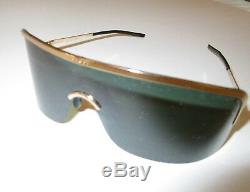 Gucci Gg 1651/s Iconic Green Gold Shield Sunglasses Vintage Aaliyah Super Rare