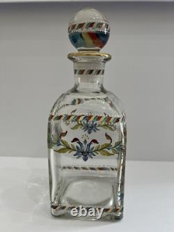 Hand Painted Glass Decanter Portugal 1950s Super Rare Vintage Collectible
