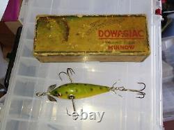 Heddon 100 3 Hook Minnow Glass Eye Blue Border Box Super Rare Fishing lure