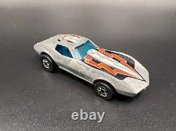 Hot Wheels Vintage Corvette Stingray Gray Blackwalls Bw Super Rare Tampo Wear