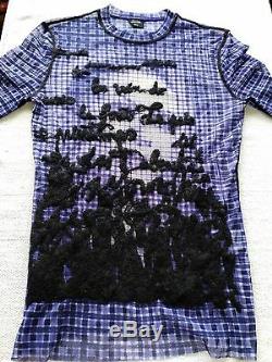 Jean Paul Gaultier Homme vtg 90s purple see through embroidery nylon tshirt RARE