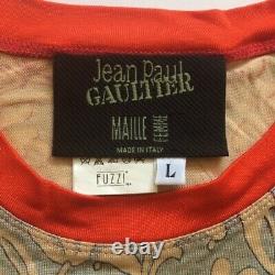 Jean Paul Gaultier Maille Femme Floral Ombre Line Art Print Shirt L Vintage Rare