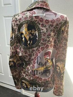 Jean Paul Gaultier RARE VINTAGE COLLECTORS roses faces perforated blouse shirt L