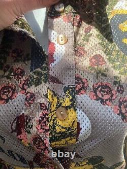 Jean Paul Gaultier RARE VINTAGE COLLECTORS roses faces perforated blouse shirt L