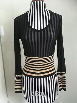 Jean Paul Gaultier Vintage Rare Black Mesh Sheer W Top Striped Ribbing Offers