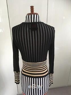 Jean Paul Gaultier Vintage Rare Black Mesh Sheer W Top Striped Ribbing Offers