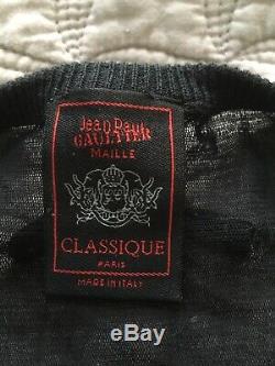 Jean Paul Gaultier Vintage Rare Black Mesh Sheer W Top Striped Ribbing Offers