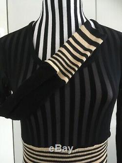 Jean Paul Gaultier Vintage Rare Black Mesh Sheer W Top Striped Ribbing Offers