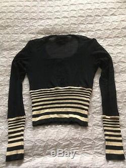 Jean Paul Gaultier Vintage Rare Black Mesh Sheer W Top Striped Ribbing Offers