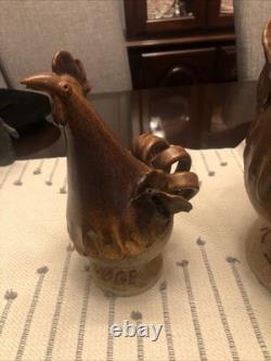 KJOGE Danmark Denmark Super Rare Vintage Pottery Stoneware Set Of Roosters