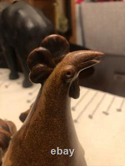 KJOGE Danmark Denmark Super Rare Vintage Pottery Stoneware Set Of Roosters