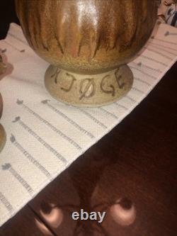 KJOGE Danmark Denmark Super Rare Vintage Pottery Stoneware Set Roosters Chicken