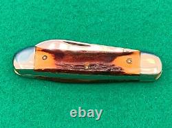 Kabar Knife Rare Super Fat Dark Matching Stag Vintage Canoe