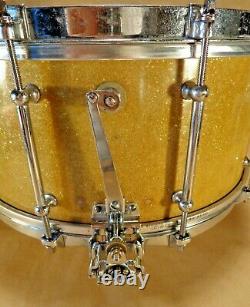 LUDWIG SUPER SENSITIVE GOLD-FLAKE 30'S 6.5x14 Vintage Snare Drum Very Rare