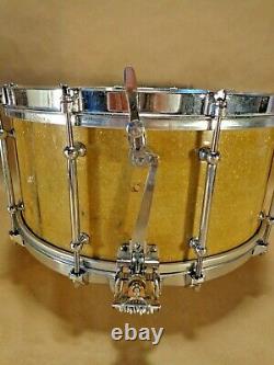 LUDWIG SUPER SENSITIVE GOLD-FLAKE 30'S 6.5x14 Vintage Snare Drum Very Rare