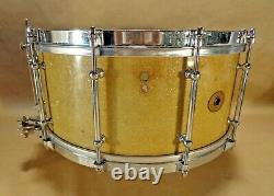 LUDWIG SUPER SENSITIVE GOLD-FLAKE 30'S 6.5x14 Vintage Snare Drum Very Rare