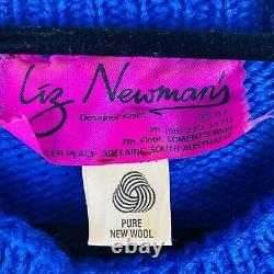 Liz Newman Super Rare Vintage Chunky Hand Knit Australian Koala Cardigan O/S