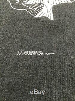 M. C. Escher XL Black T-shirt Tee 1991 Vintage & Super Rare! Double Sided
