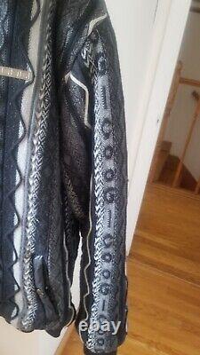 Mens Super Rare Vintage COOGI Zip Up Sweater Jacket 4XL Black Gray Colorway