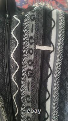 Mens Super Rare Vintage COOGI Zip Up Sweater Jacket 4XL Black Gray Colorway