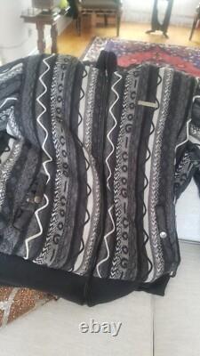 Mens Super Rare Vintage COOGI Zip Up Sweater Jacket 4XL Black Gray Colorway