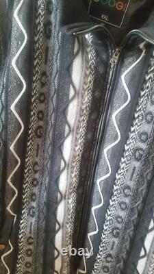 Mens Super Rare Vintage COOGI Zip Up Sweater Jacket 4XL Black Gray Colorway
