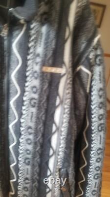 Mens Super Rare Vintage COOGI Zip Up Sweater Jacket 4XL Black Gray Colorway
