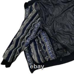 Mens Super Rare Vintage COOGI Zip Up Sweater Jacket XL Blue Black Gray Colorway