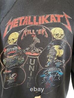 Metallica SUPER RARE Metallikatz Unite Concert Tour CREWNECK Sweatshirt LS Vtg