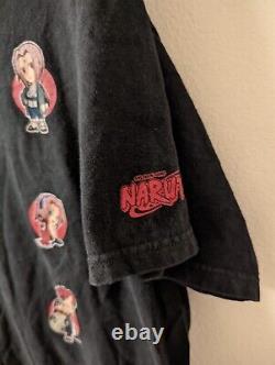 Naruto Super Deformed Rare Vintage Anime Cartoon T Shirt Men's Large Black 2002
