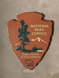 National Park Service Wood Arrowhead Sign USFS Vintage Wooden Plaque SUPER RARE