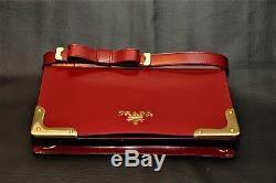 Prada Neiman Marcus 100th An. Cherry Brass Purse Clutch withStrap SUPER RARE