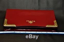 Prada Neiman Marcus 100th An. Cherry Brass Purse Clutch withStrap SUPER RARE