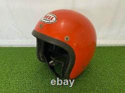 RARE 1970's BELL SUPER MAGNUM ORANGE Motorcycle Helmet Open Face Vintage Used