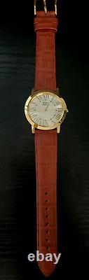 RARE VINTAGE New Old Stock Super Slim Gold and Leather Men's Watch