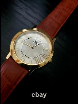 RARE VINTAGE New Old Stock Super Slim Gold and Leather Men's Watch