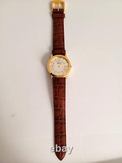 RARE VINTAGE Pristine Super Slim Gold and Leather Gentlemen's Watch