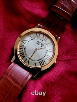 RARE VINTAGE Pristine Super Slim Gold and Leather Men's Watch