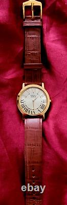 RARE VINTAGE Pristine Super Slim Gold and Leather Men's Watch