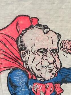 RARE Vintage 60s 70s Richard Nixon Super Hero Cape Single Stitch T-Shirt DERBY