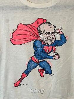 RARE Vintage 60s 70s Richard Nixon Super Hero Cape Single Stitch T-Shirt DERBY